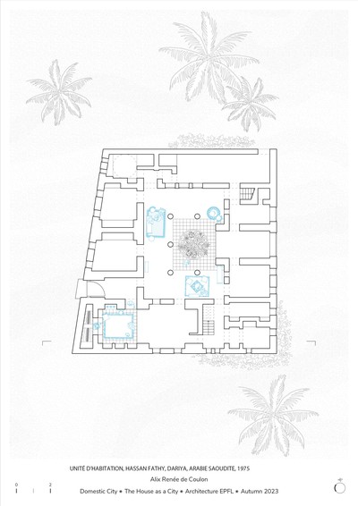 Analyse de cuisine - Unité d'habitation - Hassan Fathy (Dariya, Arabie Saoudite, 1975)