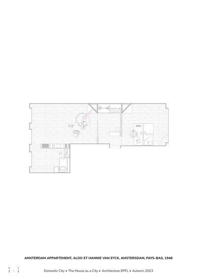 Analyse de cuisine - Amsterdam Apartment - Aldo et Hannie Van Eyck (Amsterdam, Pays-Bas, 1948)